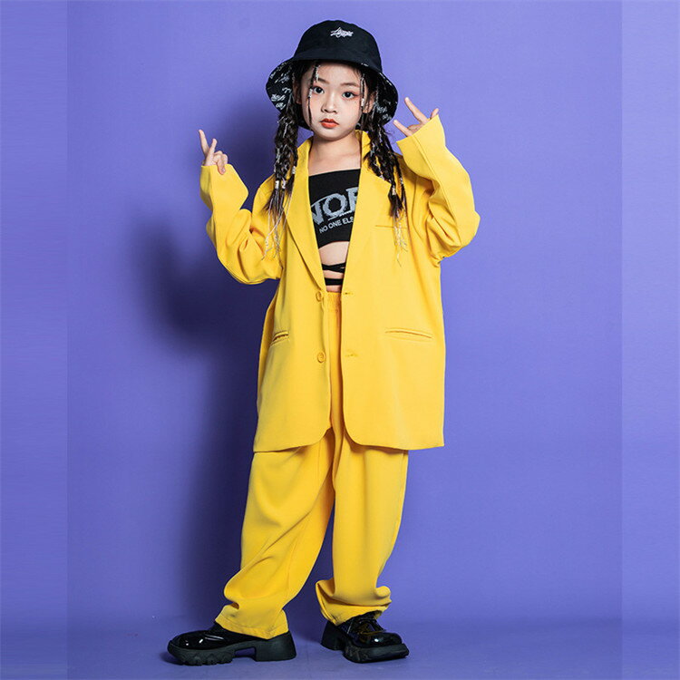 乐天商城 - パンツスーツ スーツ ダンス衣装 男の子 女の子 キッズ スーツセット 子供スーツ セットアップ 上下セット 大きいサイズ 子供服 ヒップホップ ジャケット 長袖 ロングパンツ パンツセット ワイドパンツ ジャズダンス ダンスウエア 舞台衣装 HIPHOP 演出服110-150