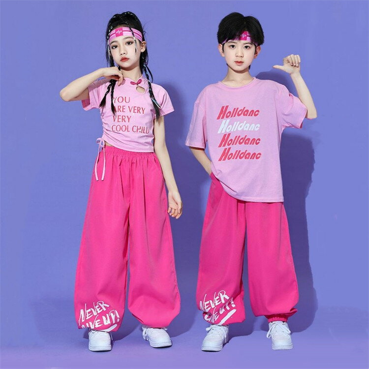 Top & Bottom Sets - ダンス衣装 子供服 ダンスウエア 男の子 子供 キッズ 夏 夏服 セットアップ 上下セット Tシャツ 半袖 パンツセット ロングパンツ 練習着 レッスン着 舞台衣装 ステージ衣装 応援団 演出服 団体服 合唱服 発表会 運動会 体育祭 学園祭 ジャズダンス HIPHOP k-pop 110-180cm