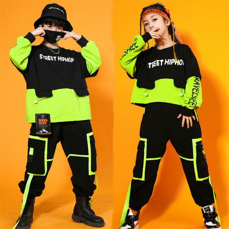 乐天商城 - ダンス衣装 ダンスウエア 子供服 男の子 子供 キッズ 春 秋 セットアップ 上下セット トレーナー 長袖 パンツセット ロングパンツ 練習着 レッスン着 舞台衣装 ステージ衣装 応援団 演出服 団体服 合唱服 発表会 運動会 体育祭 学園祭 ジャズダンス HIPHOP k-pop 110-180cm