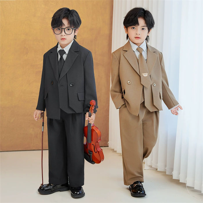 乐天商城 - 子供スーツ 男の子 上質キッズ フォーマル 子供服 キッズ スーツ ピアノ 卒業式 卒園式 入学式 七五三 発表会 リングボーイ カーキ ブラック 80/90/100/110/120/130/140/150cm 結婚式 記念写真 ドレスシャツ スリムフィット 衣装 ピアノ発表会