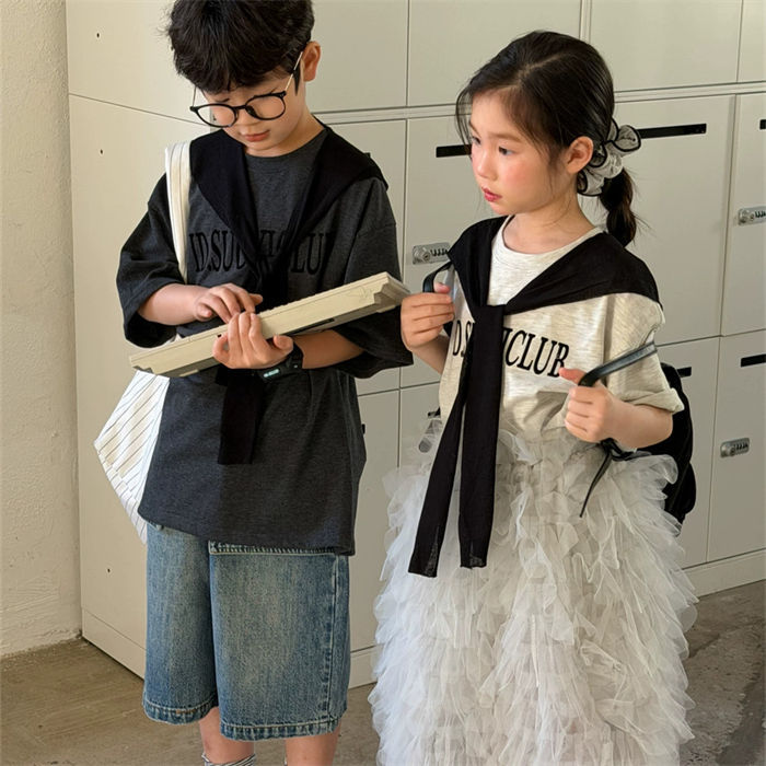 乐天商城 - 韓国風 子供服 兄妹 Tシャツ 男児 女児 姉妹 兄弟 家族お揃い 誕生日 卒園 卒園記念 小学生 プレゼント 100 110 120 130 140 150 160cm 中小童 柔らかい 吸湿速乾 ゆったり 普段使い ライトグレー ダークグレー
