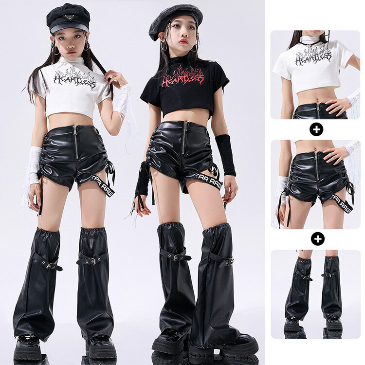 乐天商城 - キッズ ダンス衣装 セットアップ ジャズダンス ヒップホップ チアガール 演出服 派手 おしゃれ ショートパンツ tシャツ トップス ヘソ出し 上下セット おしゃれ 女の子 k-pop 衣装 ステージ衣装 キッズ ファッション 夏 練習着 発表会 応援団 団体服