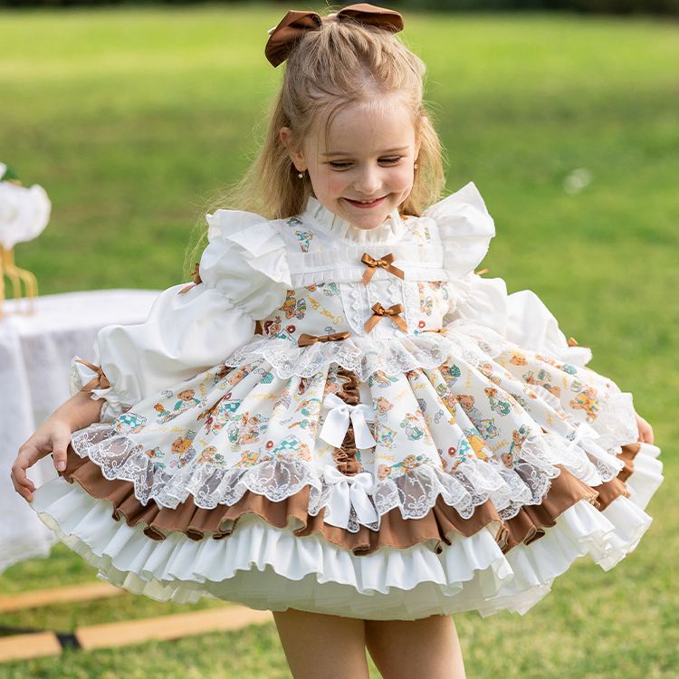 乐天商城 - ロリータワンピース 女の子 子供服 長袖ワンピース 子ども ロリータ服 フリル お姫様ドレス ジュニア かわいい 蝶結び コスチューム コスプレ衣装 洋服 フォーマル 発表会 パーティー 誕生日 ピアノ 演奏会 学園祭