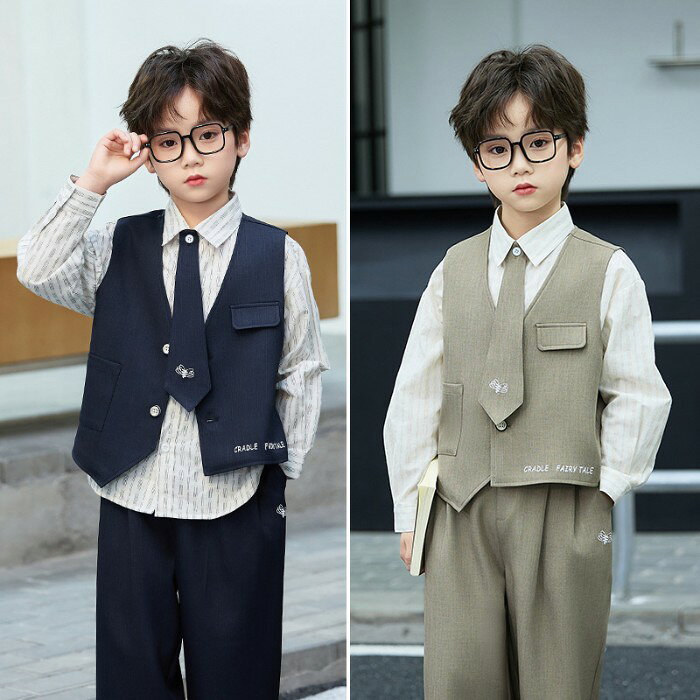 キッズ フォーマルスーツ セットアップ ベスト セット 男の子 入学式 子供スーツ 4点セット ベビー服 キッズ 春 夏 …