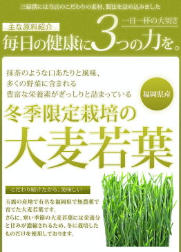 【三緑撰/お試し3日分】安心安全の国産 おいしい青汁/三緑撰/大麦若葉・胡麻若葉・与那国長命草】【乳酸菌配合で腸まで届く！お腹スッキリ ダイエットでお悩みの方 プレゼント