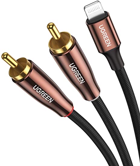 UGREEN Lightning RCA 変換ケーブル MFi認証取得 iPhone RCA 変換 ステレオミニプラグ オーディオケーブル HiFi音質 iPhone 13 Pro iPad Mini iPhone 12 11 Pro X XS Max