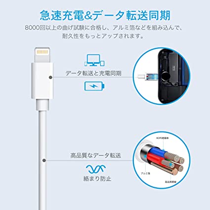 iphone充電器 ライトニングケーブル iphone 充電ケーブル lightningケーブル アイホン充電ケーブル 純正 急速データ転送 断線防止 対応機器iPhone/iPad/iPod各種