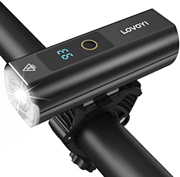 LOVOYI自転車 ライト 防水 USB充電式 大容量5000mAh 自転車用ヘッドライト ディスプレイ付き LEDロードバイク ライト1200ルーメ明るい クロスバイク ライトアルミ合金製 懐中電灯兼用 地震対策 日本語説明書付き