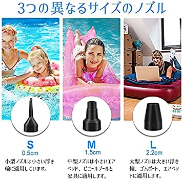 エアーポンプ 電動ポンプ 電動エアポンプ 空気入れ 空気抜き AC電源 110V プール エアマットレスのベッドボート 浮き輪 膨脹可能なおもちゃ