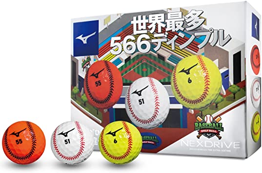 MIZUNO(ミズノ) ゴルフボール ネクスドライブ ベースボール 1ダース(12個入り) 2ピース 全領域 5NJBM32220