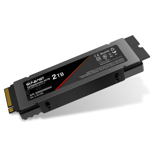 SUNEAST 2TB NVMe SSD PCIe Gen 4.0 4 (őǍ: 5,000MB/s ő发F4,400MB/s) PS5mFς A~q[gVNt M.2 Type 2280  SSD 3D TLC Ki S