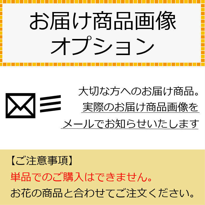 お届け商品画像　オプション （単品でのご購入はできません。）※ お花の商品と合わせてご注文ください。繁忙期や土日祝、夏季・年末年始休暇を挟む場合はお届けが遅れる場合がございます。