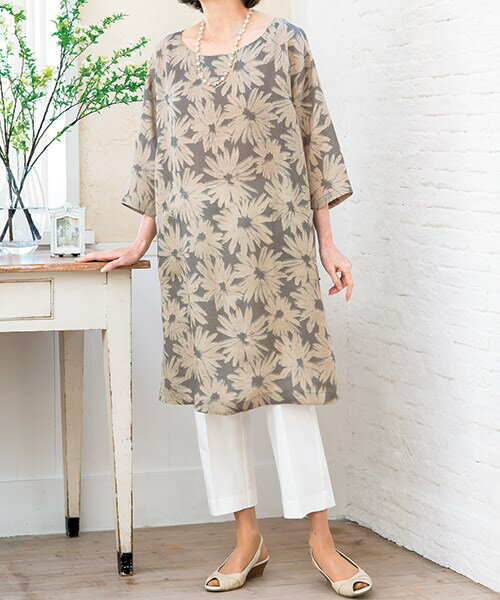 【楽天ランキング受賞 / レビュー特典！(商品ごと◎)】 型紙 パターン カット済 BT089 ノーカラーのベーシックワンピース(S M L LL) / 縫い代付き・実物大・ピリピリ離してすぐ裁断！