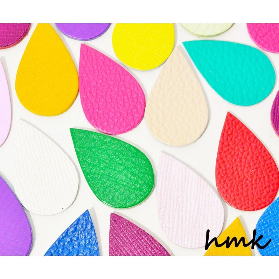 レザーパーツ 雫型 3.0cm カラーミックス 10枚入り アソートSET ハンドメイド レザークラフト