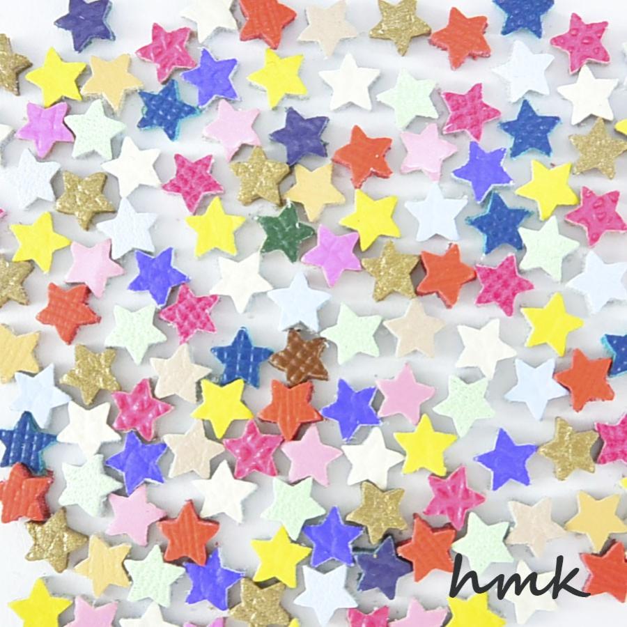 レザーパーツ 星型 0.5cm ランダムカラーミックス 10枚入り ハンドメイド ハンドクラフト