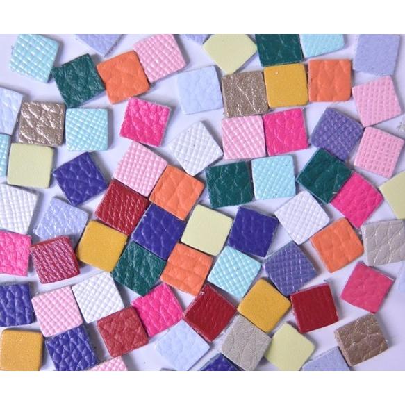 レザーパーツ 四角 0.8cm ベーシックカラー 10枚入り アソートSET レザークラフト