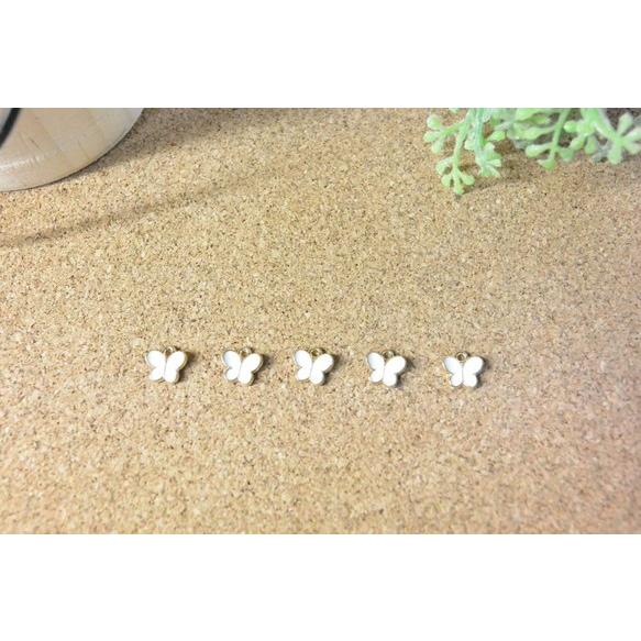 アクセサリーパーツ 金具 穴あき バタフライ 蝶 10個入り ホワイトゴールド