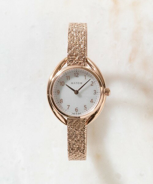 【最短即日発送】マトウ / MATOW【ソーラー腕時計 / 日本製】四季 / Shiki - [ラウンド / ローズゴールド / メッシュ / 金花] - mw001002kk2rgのサムネイル