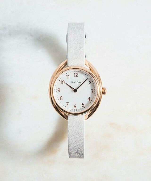 【正規品／最短即日発送】マトウ ソーラー腕時計 レディース Shiki 四季 ラウンド型 ローズゴールド／ホワイトペッパー レザーベルト 日本製 mw001002whtrgのサムネイル
