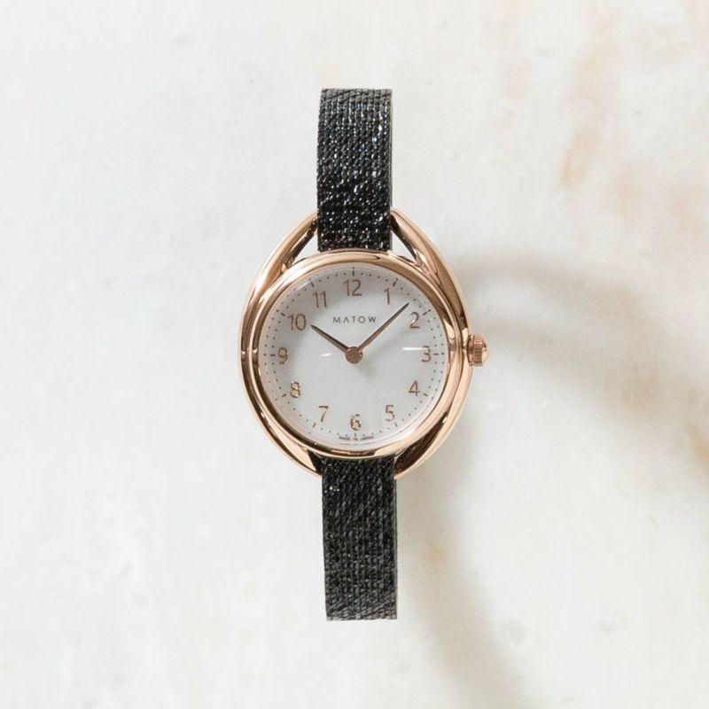 【正規品／最短即日発送】マトウ ソーラー腕時計 レディース Shiki 四季 ラウンド型 ローズゴールド／黒花（ブラック）メッシュベルト 日本製 mw001002bkbkのサムネイル