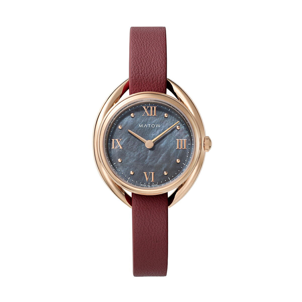 【正規品／最短即日発送】マトウ ソーラー腕時計 レディース Shiki 四季 藍炭 ラウンド型 ローズゴールド／ケイトウ（レッド）レザーベルト 日本製 mw001011redrgのサムネイル