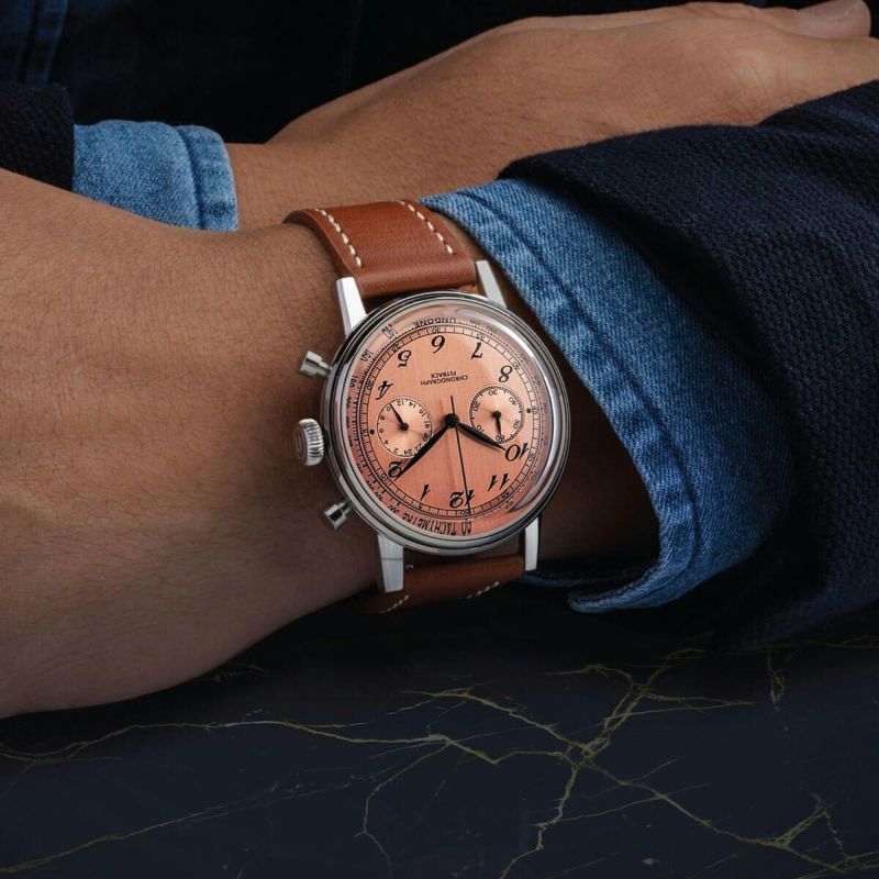 正規品 UNDONE アンダーン 腕時計 メンズ Urban アーバン ヴィンテージ サーモン シルバー／ブラウン レザーベルト クロノグラフ URB-VNT-SLM