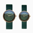 正規品 VEJRHOJ ヴェアホイ ベアホイ 木製腕時計 ペアウォッチ メンズ レディース Emerald 40mm&34mm エメラルド グリーン レザーベルト ウォールナット VW-4020-3437