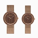 【正規品/最短即日発送】ヴェアホイ 木製腕時計 ペアウォッチ メンズ レディース The ROSE 40mm&34mm ローズゴールド メッシュベルト ウォール...