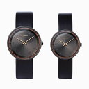 正規品 VEJRHOJ ヴェアホイ ベアホイ 木製腕時計 ペアウォッチ メンズ レディース BLACK&GOLD 40mm&34mm ブラック&ゴールド ブラック レザーベルト サクラ VW-4016-3422