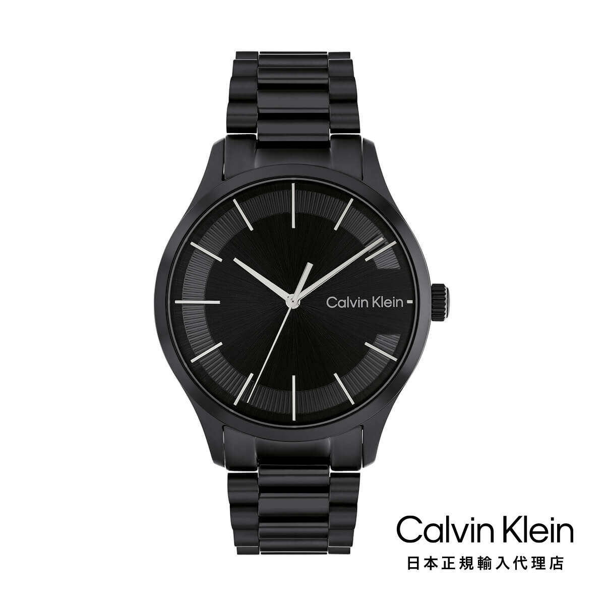 Calvin Klein カルバンクライン 腕時計 メンズ ブランド アイコニック 40MM ブラック サンレイ ダイヤル ブラック ブレスレット きれいめ 仕事用