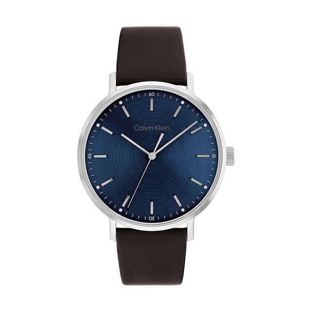 カルバンクライン 腕時計（メンズ） Calvin Klein カルバンクライン 腕時計 メンズ ブランド モダン 3H SS 42MM ブルー サンレイ ダイヤル/ブラウン レザー ストラップ ブラウン ネイビー シンプル 仕事用