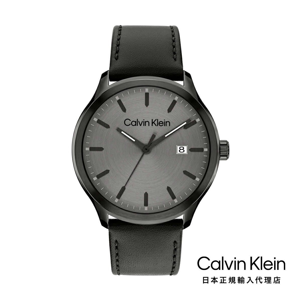 Calvin Klein カルバンクライン 日本総輸入代理 腕時計 メンズ ブランド ディファイン 43MM グレー ダイヤル ブラック レザー ストラップ