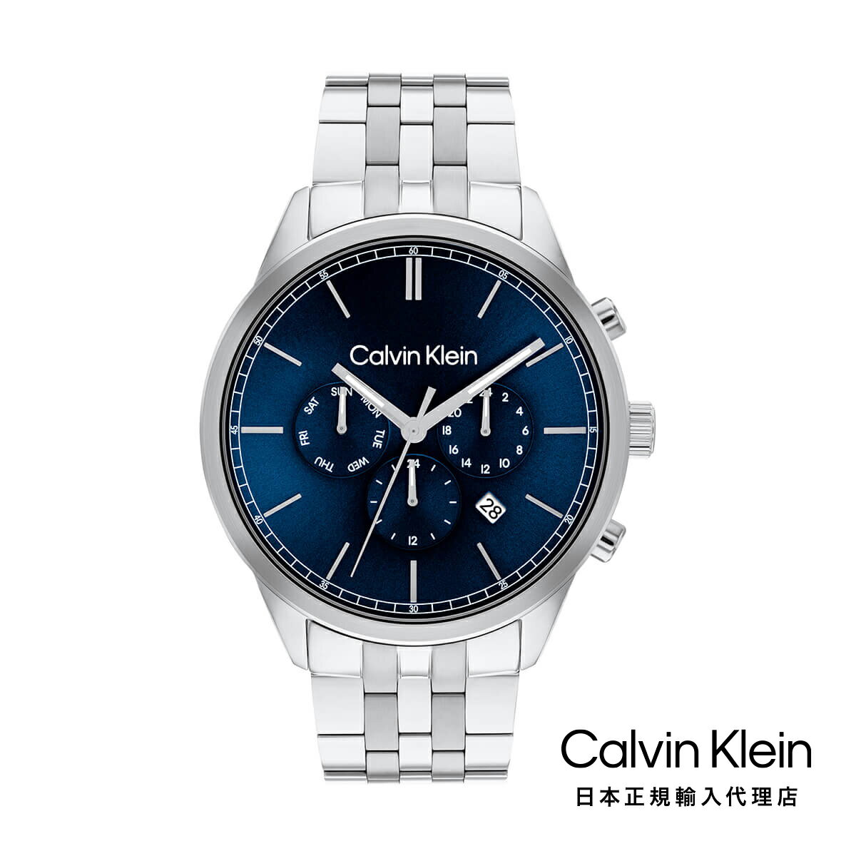 Calvin Klein カルバンクライン 日本総輸入代理 腕時計 メンズ ブランド インフィニット 44MM マルティファンクション ブルー ダイヤル SS ブレスレット