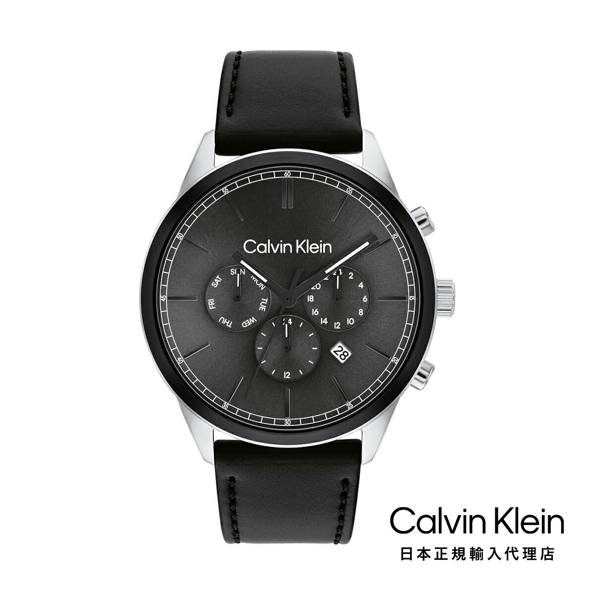 Calvin Klein カルバンクライン 日本総輸入代理 腕時計 メンズ ブランド インフィニット 44MM マルティファンクション ガンメタル ダイヤル ブラック レザー