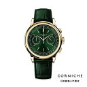 コーニッシュ CORNICHE ヘリテージ クロノグラフ イエローゴールド グリーン ダイヤル ゴールドケース レザーベルト 腕時計 メンズ