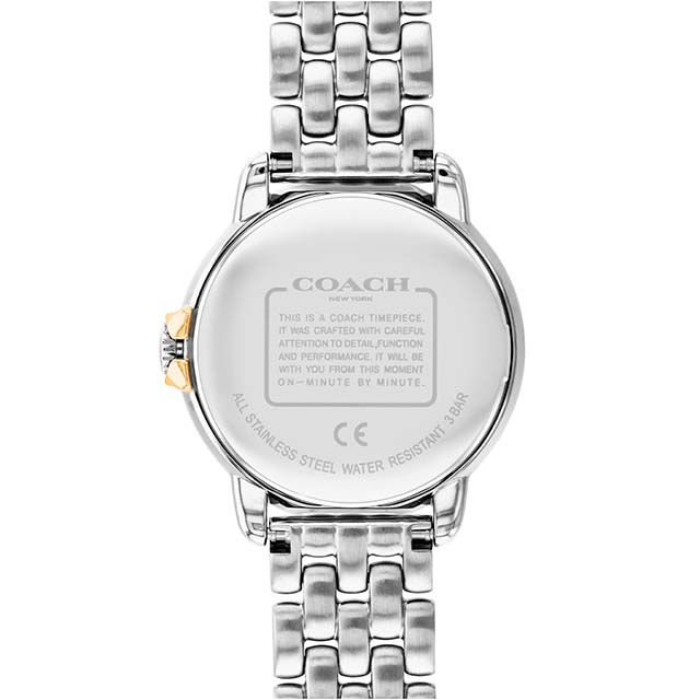コーチ【Coach】アーデン 32mm SS ケース 5 リンクブレスレット ギョーシェパウダー ホワイト ダイヤル クリスタル インデックス GP「C」モチーフ リューズ - 腕時計 時計 レディース 秒針 白色 白文字盤 ラウンド 円 丸 女性 彼女 妻 母