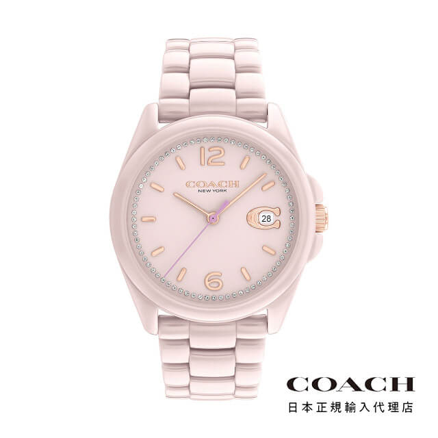 コーチ 腕時計（レディース） COACH コーチ 腕時計 レディース ブランド グレイソン 36mm ピンク セラミック ケース ブレスレット 日付 デイト カレンダー ピンク文字盤