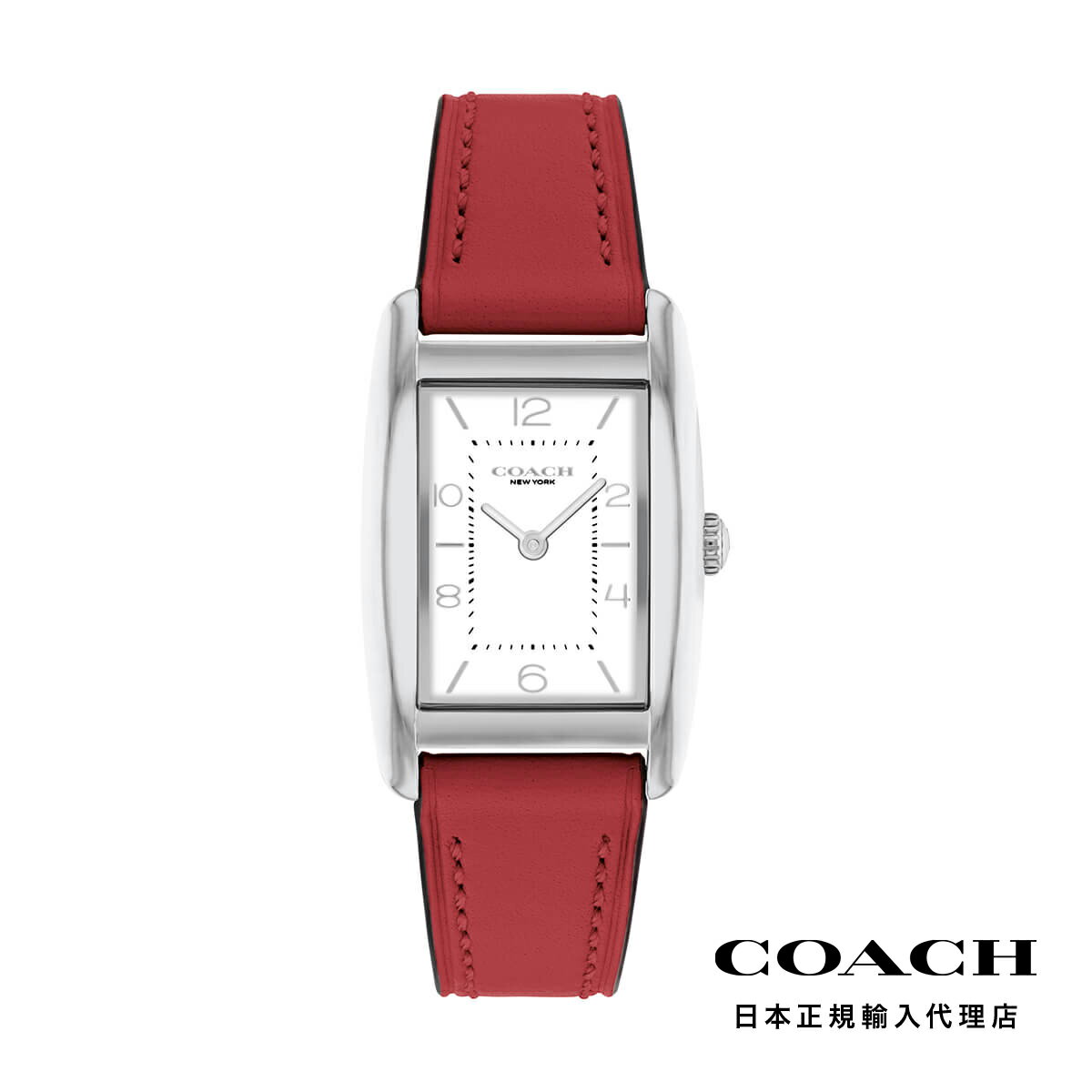コーチ 腕時計 COACH / コーチ リース 24x35mm SS ホワイト サテン ダイヤル レッド レザー
