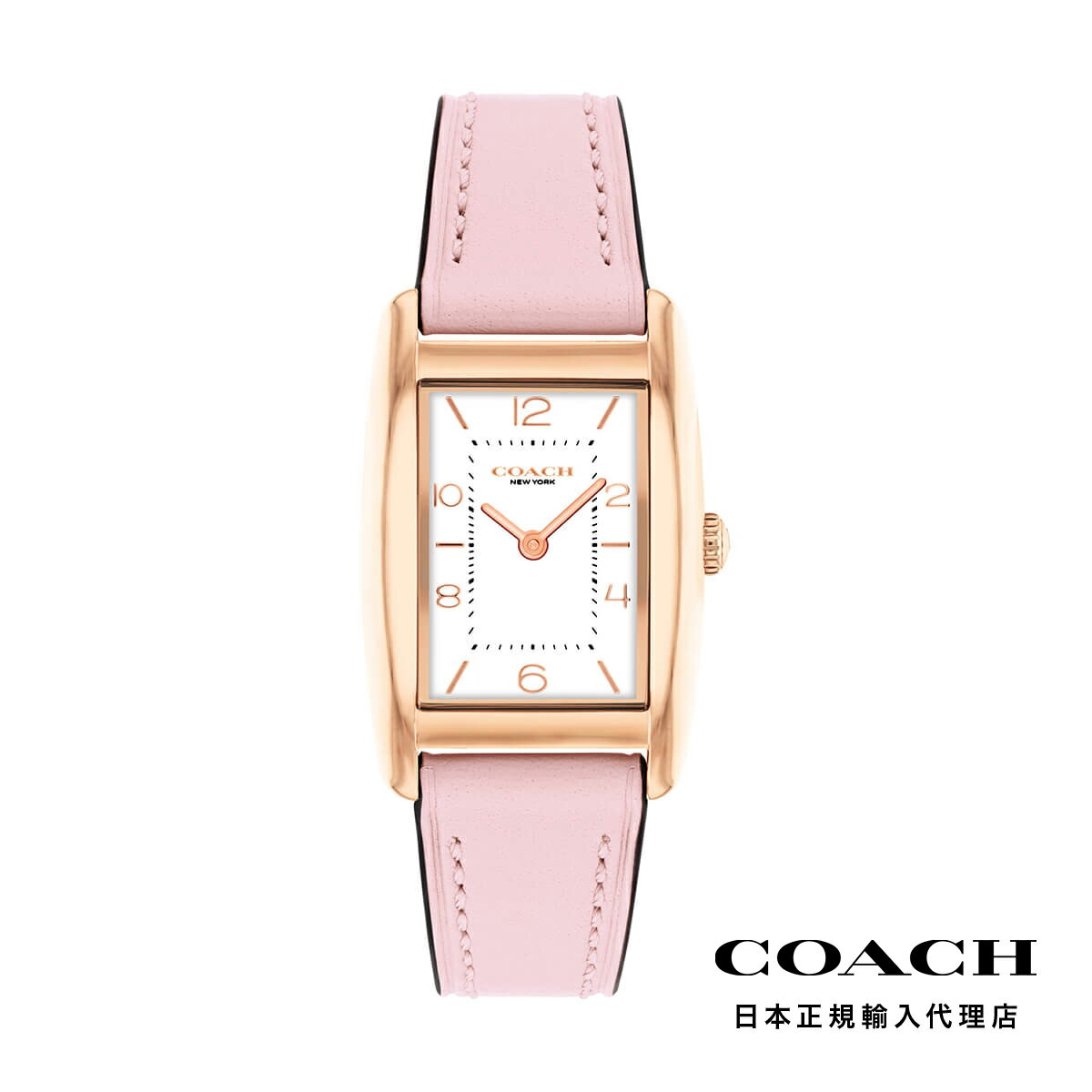 コーチ 腕時計 COACH / コーチ リース 24x35mm CG ホワイト サテン ダイヤル ブラッシュ レザー