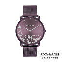 COACH コーチ 腕時計 レディース ブランド エリオット 36mm パープル IP サンレイ SS ダイヤモンド ダスト C モチーフ パープル メッシュ