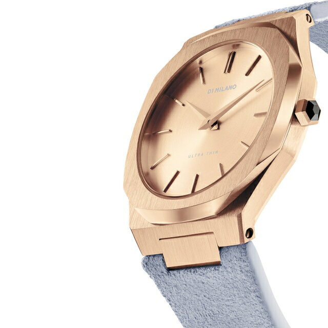 D1MILANO【ディーワンミラノ】UltraThinRoseGoldCasewithCapriLightBlueSuedeStrap