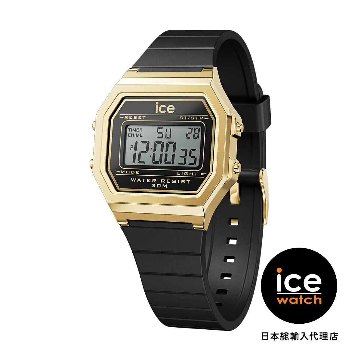 ICE-WATCH / アイスウォッチ ICE digit retro ブラックゴールド スモール