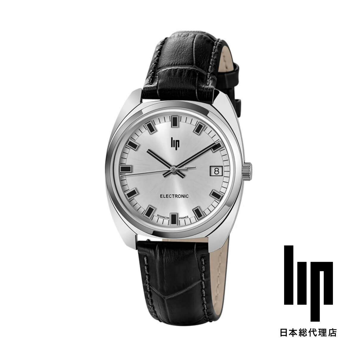 LIP / リップ GDG ジェネラル・ド・ゴール 35mm シルバー シルバーダイヤル ブラック型押しレザーストラップ