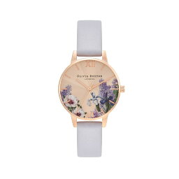 オリビアバートン 日本総代理店 腕時計 レディース ブランド ラウンド Olivia Burton シークレット ガーデン ミディ パルマ バイオレット ローズゴールド レザーベルト 紫 花柄