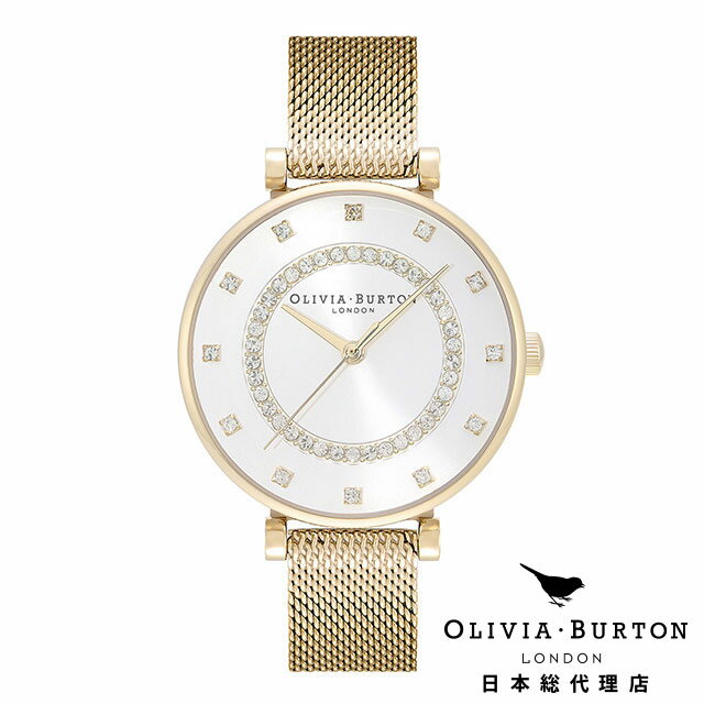 オリビアバートン 日本総代理店 腕時計 レディース ブランド ラウンド Olivia Burton ベルグレイブ 32mm ティーバー ホワイト ゴールド メッ...
