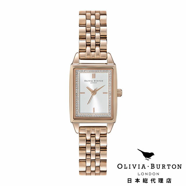 オリビアバートン 日本総代理店 腕時計 レディース ブランド スクエア Olivia Burton タウンハウス 21mm レクタングル ホワイト カーネーションゴールドブレスレット レクタンギュラー きれいめ