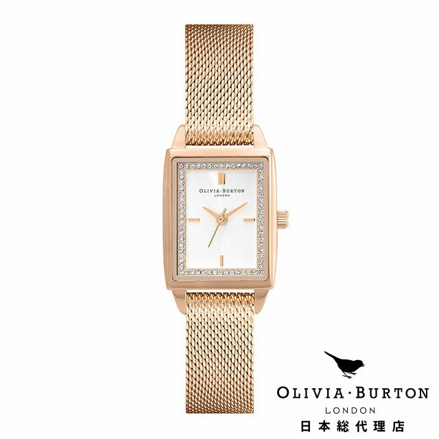 オリビアバートン 腕時計 オリビアバートン 日本総代理店 腕時計 レディース ブランド スクエア Olivia Burton タウンハウス 21mm レクタングル ホワイト カーネーションゴールド メッシュ レクタンギュラー