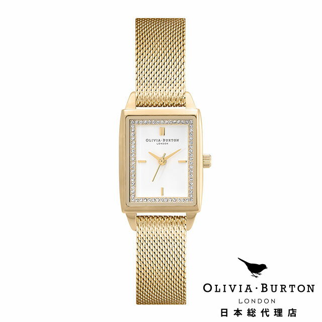 オリビアバートン 日本総代理店 腕時計 レディース ブランド スクエア Olivia Burton タウンハウス 21mm レクタングル ホワイト ゴールド メ...