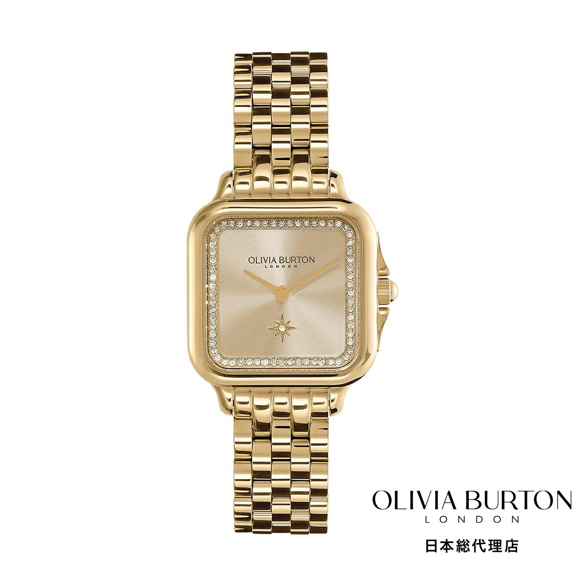 オリビアバートン 日本総代理店 腕時計 レディース ブランド スクエア Olivia Burton クラシック 28mm グロブナー ライトゴールド ウォッチ