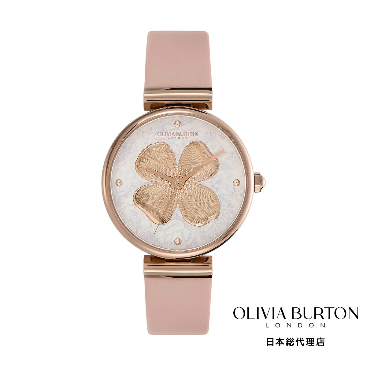 オリビアバートン 日本総代理店 腕時計 レディース ブランド ラウンド Olivia Burton シグネチャー 36mm ドッグウッド T バー シルバー ホワイト & ブラッシュ レザー ストラップ ウォッチ